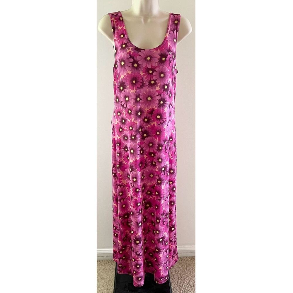 Vintage Maxi Dress Floral Pink Sun Dress Pacific Palm Size Small Summer Cover Up